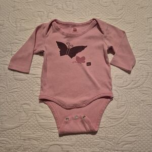 Tea Collection girls 3-6 months light pink long sleeve bodysuit GUC